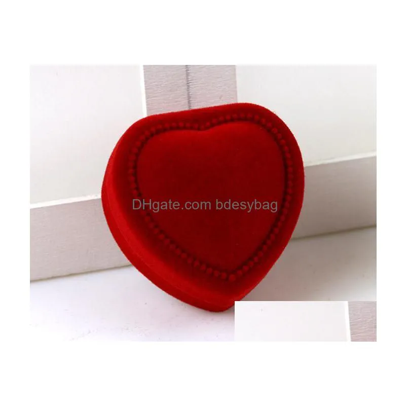 4.8x4.8x3.5cm carrying cases red heart wedding jewelry packaging display box ring storage box earring organizer case gift gb389