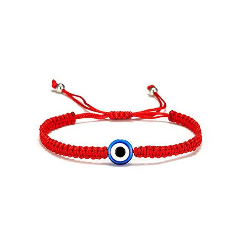 Charm Bracelets Simple Handmade Braided Lucky Red String Charm Bracelet Women Men Turkish Blue Evil Eye Beads Bracelets Tren Dhgarden Dhein