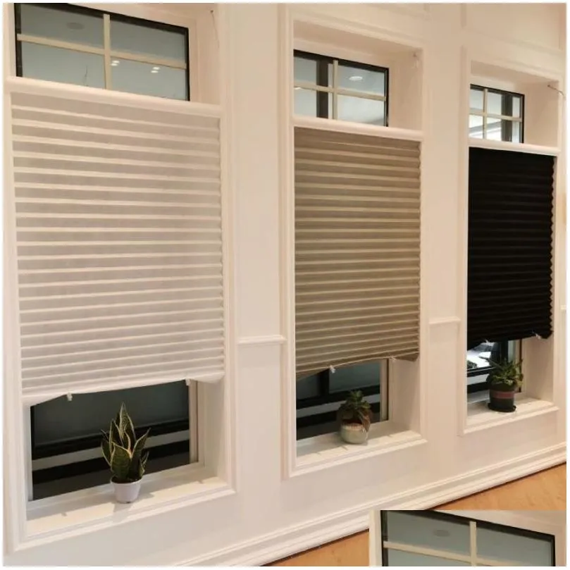 blinds pleated curtains non perforated installation simple telescopic curtains light resistant adhesive blinds bedroom balconies sun