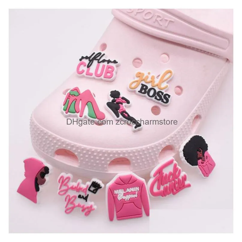  er 9 styles croc charms accessories pink clog charm pvc rubber shoes buckles personality logo shoe decoration