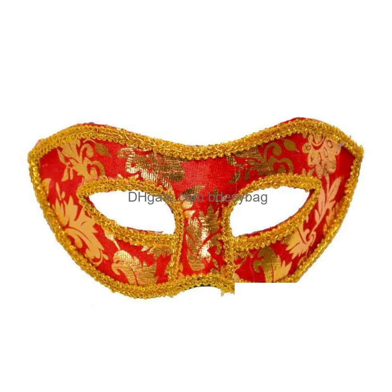 20pcs half face mask halloween masquerade mask male venice italy flathead lace bright cloth masks