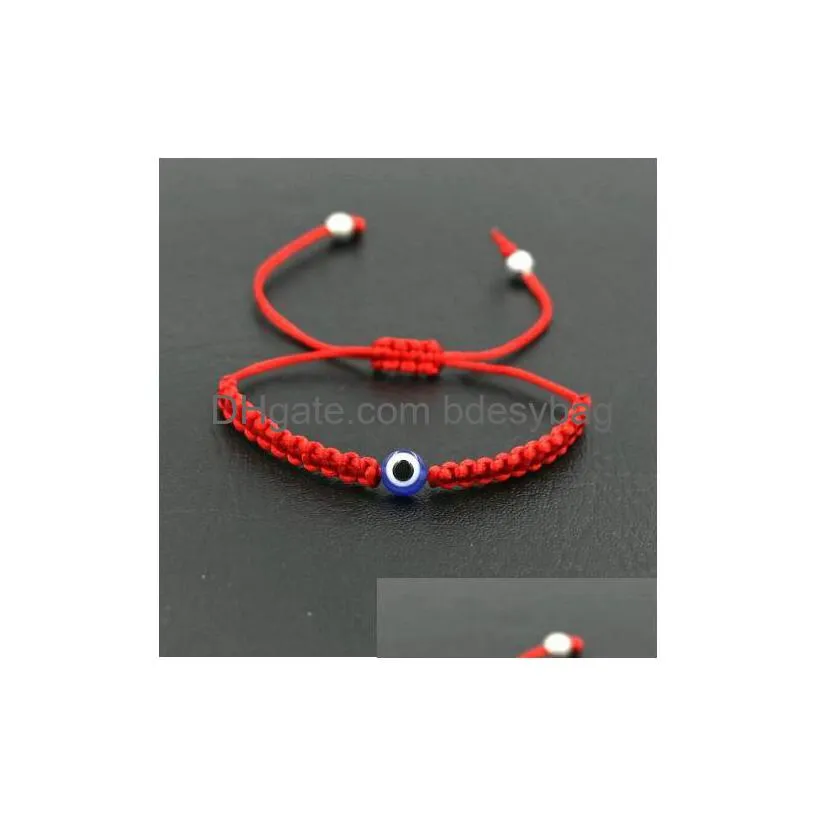 Charm Bracelets Ship 20Pcs/10Set Lucky Red Black String Thread Rope Bracelet Blue Turkish Evil Eye Charm Little Girls Kids Children Br Dhztj