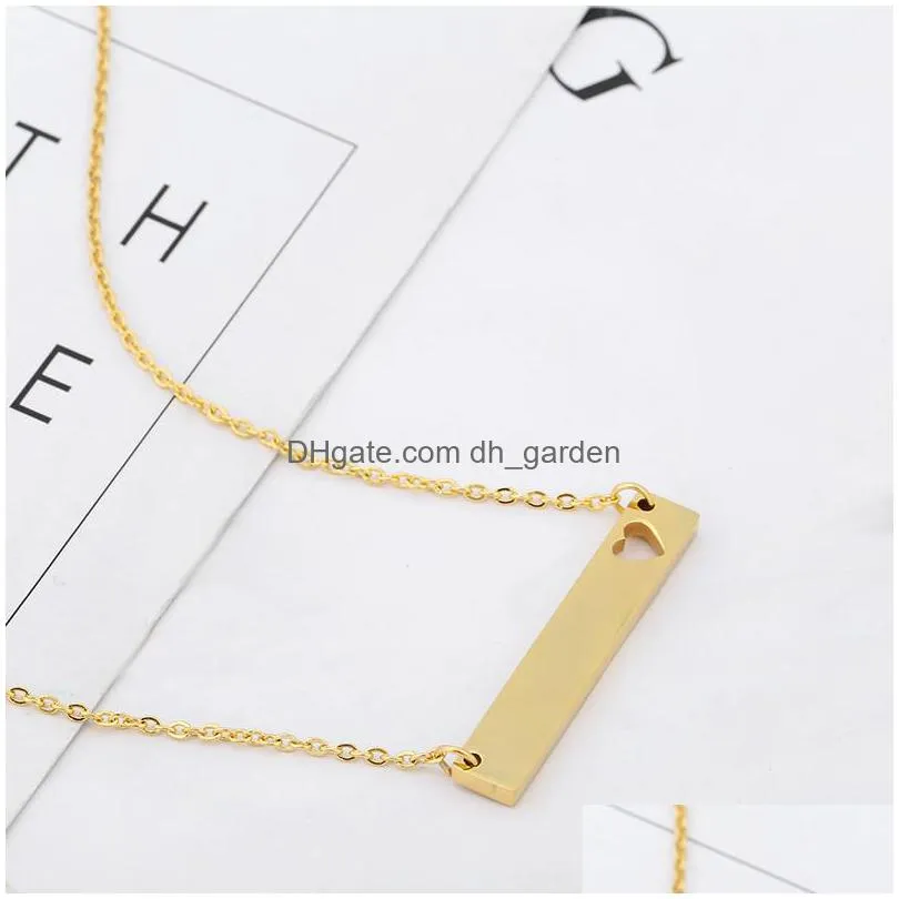 love heart necklace newest fashion gold solid blank bar pendant necklaces stainless steel for buyer own engraving jewelry diy