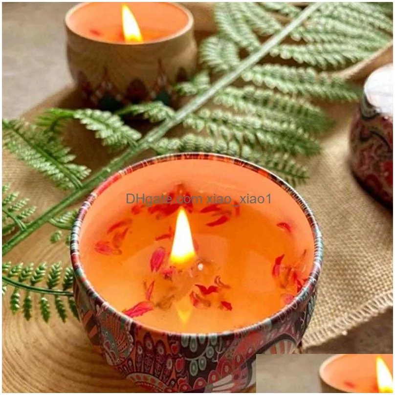 golden tin box aromatherapy s crystal salt stonedried flower scented soy wax smokeless candle home decoration r230302