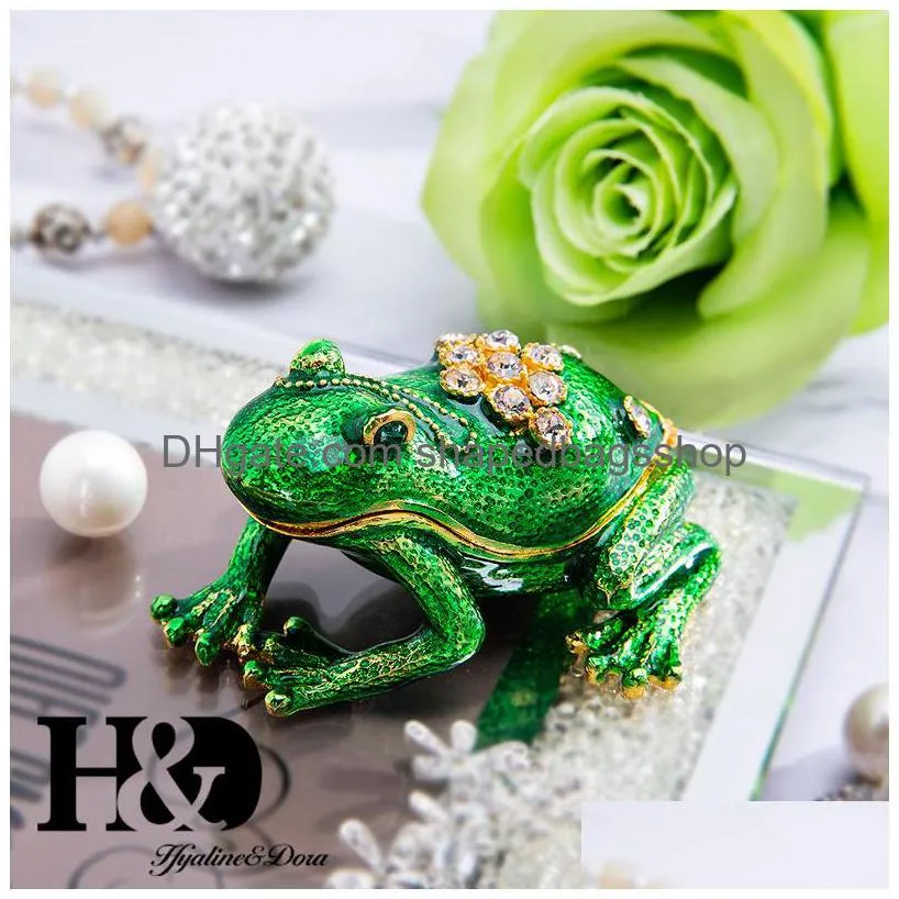 Christmas Decorations H D Hand Painted Enamel Animal Figurine Crystal Jeweled Hinged Trinket Boxes Decorative Jewelry Box Collectible Dhtw8