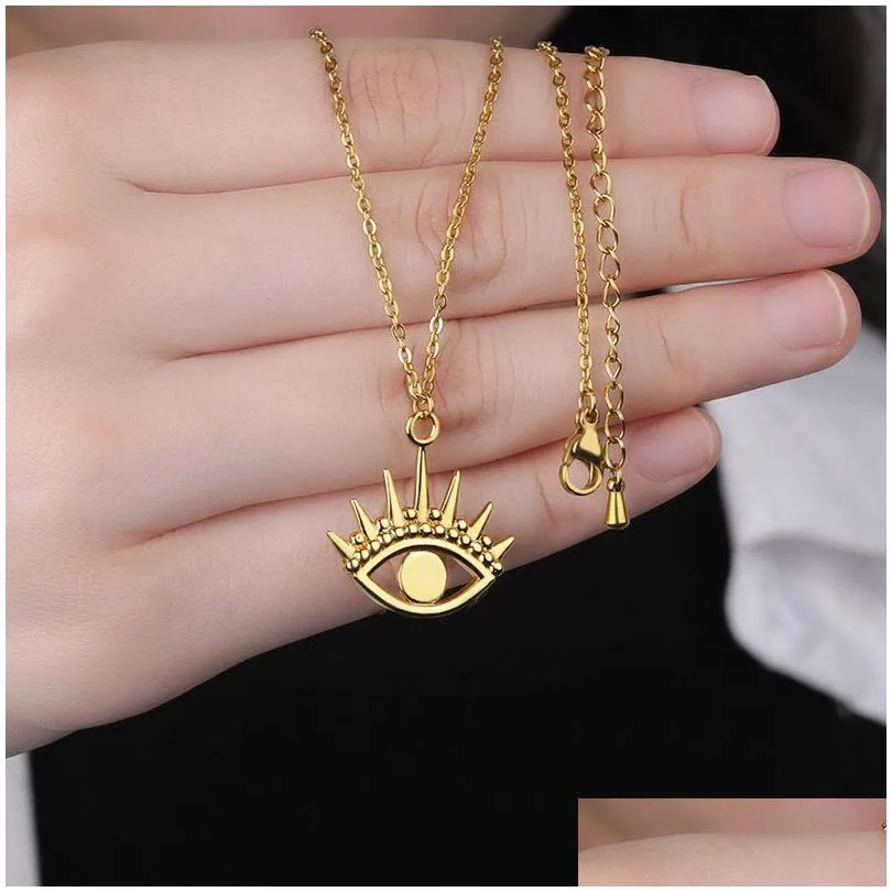 Pendant Necklaces 2021 Fashion Sier Gold Punk Evil Eyes Pendant Necklaces For Women Female Boho Vintage Jewelry Gift Drop De Dhgarden Dhyon