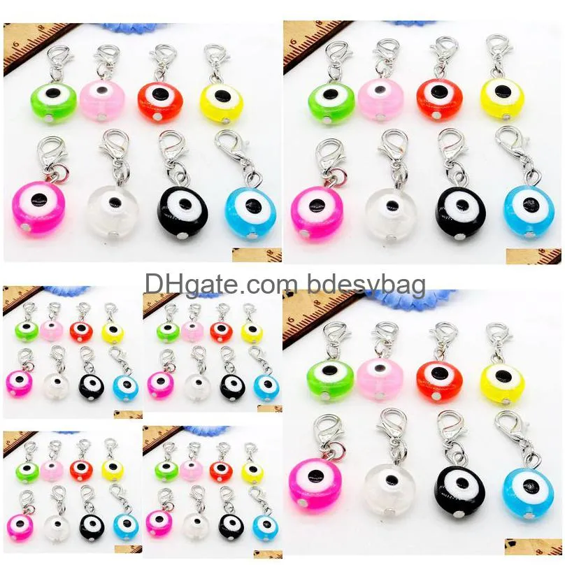 Charms 200Pcs/Lot Mixed Turkish Evil Eye Charms Lobster Clasp Dangle For Jewelry Makings Diy 32X11Mm Drop Delivery Jewelry Jewelry Fin Dhteu