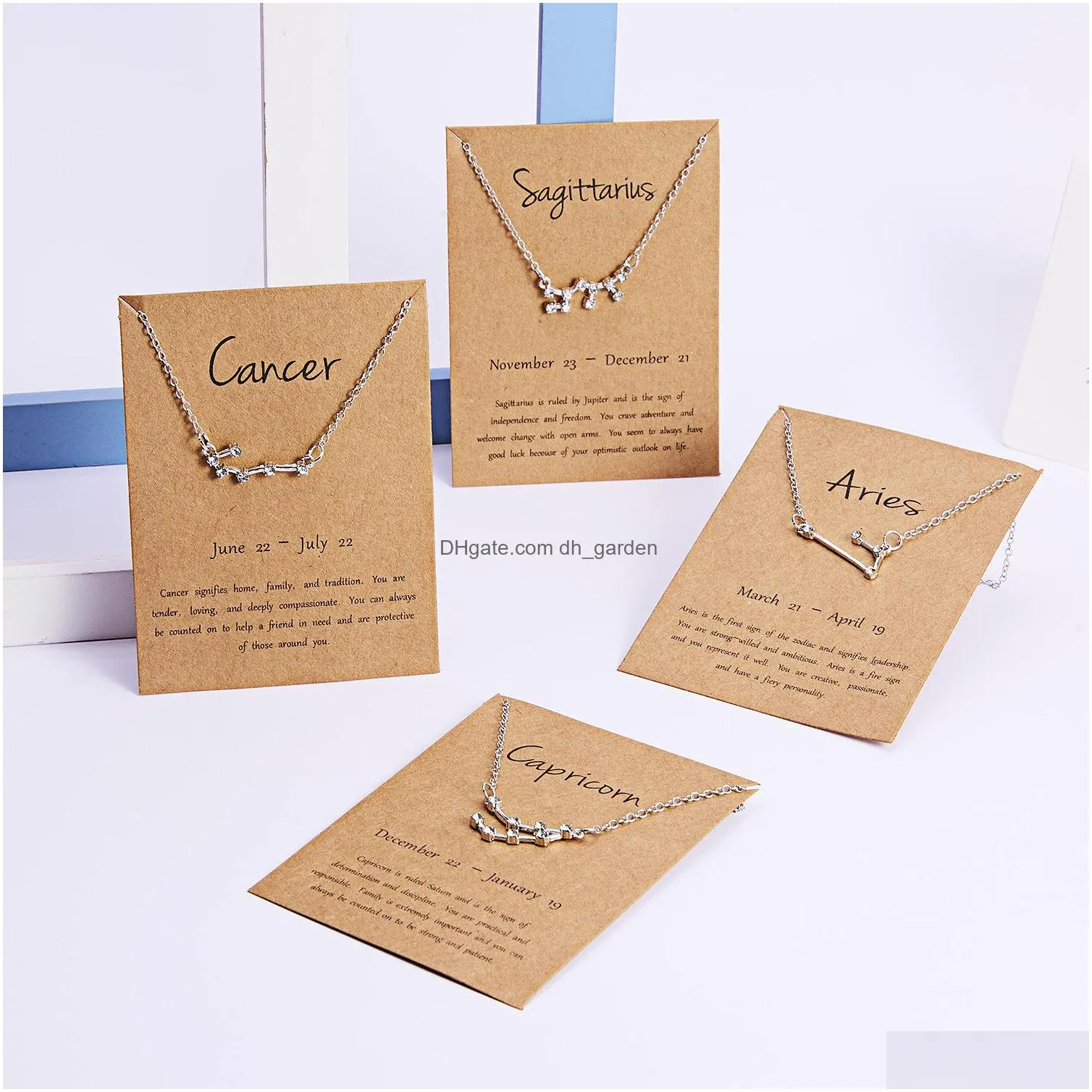 50pcs/lot uni fashion 12 constellation stainless steel necklaces pendants zodiac necklace for women men jewelry birthday gifts