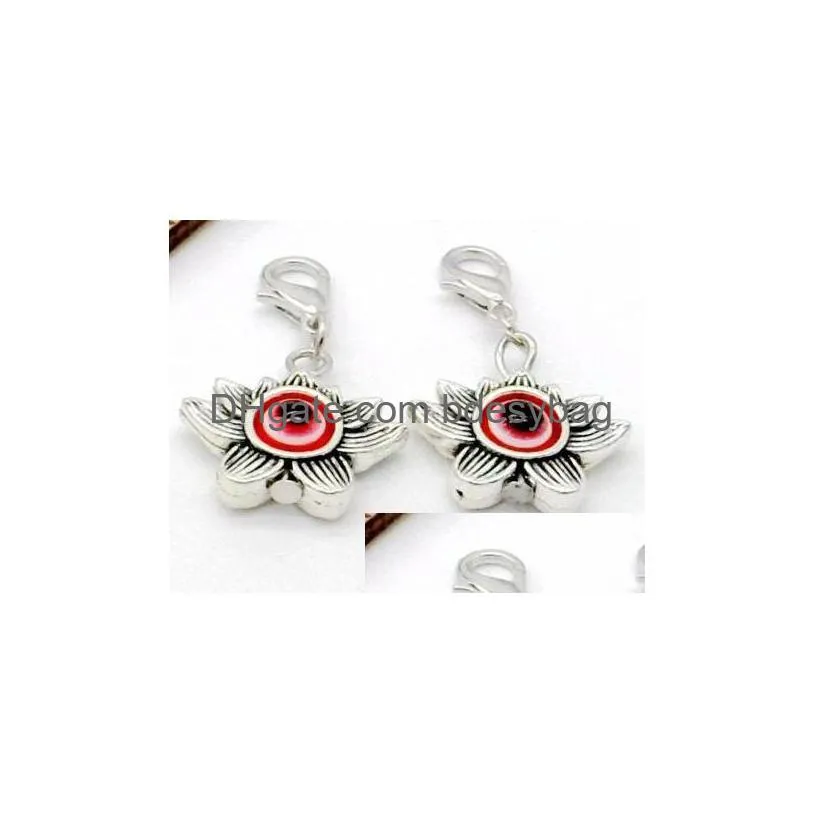 Charms 100Pcs Mixed Flower Evil Eye Charms Lobster Clasp Dangle For Jewelry Making Findings New Drop Delivery Jewelry Jewelry Findings Dhvf0