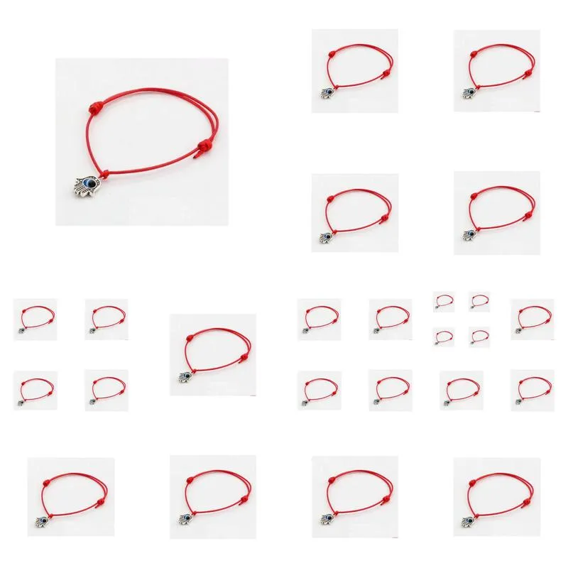 Charm Bracelets 100Pcs/Lot Lucky String Evil Eye Red Wax Cord Adjustable Bracelet Diy Jewelry New Drop Delivery Jewelry Brace Dhgarden Dh1Pc