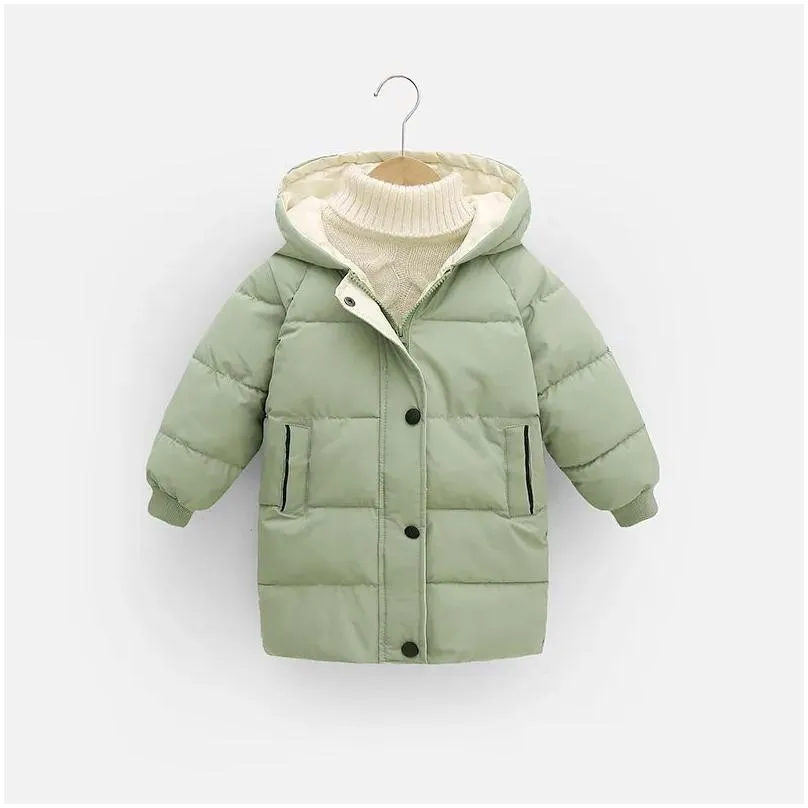  fashion winter kids coats children boys jackets fashion thick long coat girls hooded outerwear snowsuit 2-8y children clothes