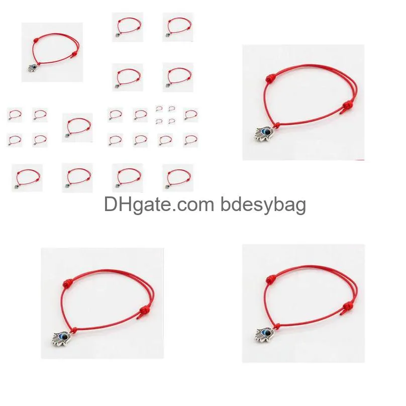 Charm Bracelets 100Pcs/Lot Lucky String Evil Eye Red Wax Cord Adjustable Bracelet Diy Jewelry New Drop Delivery Jewelry Bracelets Dhueh