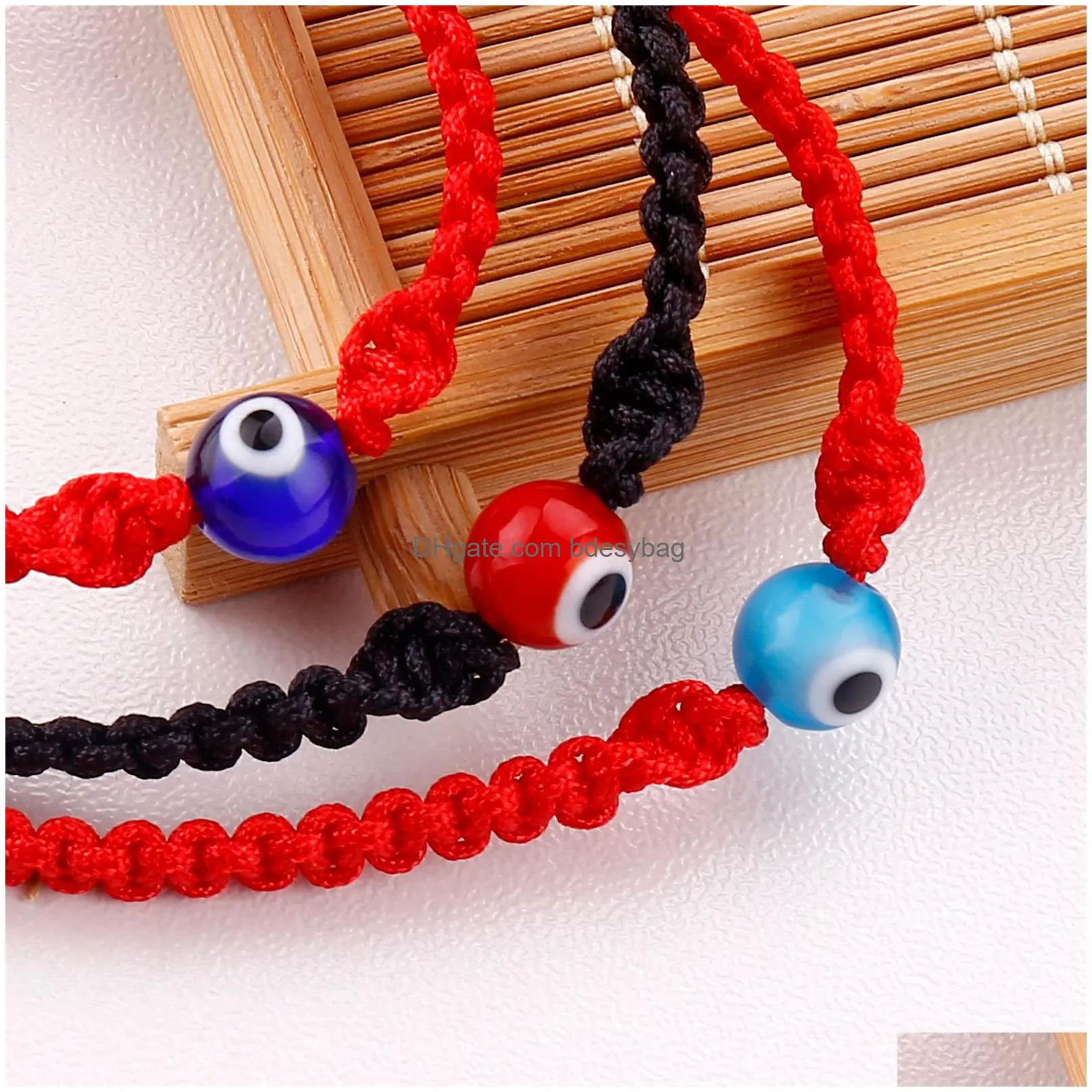 Charm Bracelets Lucky Eye Turkish Evil Blue Bracelets For Women Men Handmade Braided Rope Chain Red Bracelet Female Drop Delivery Jewe Dh682