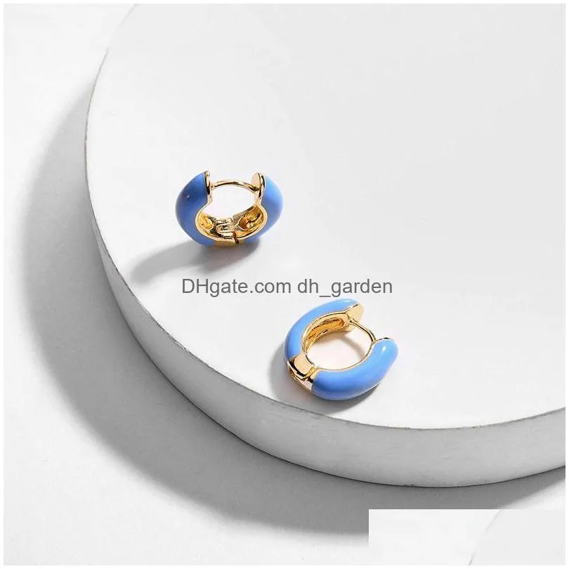 2020 colorful drip oil hoop earrings popular enameled cooper mini circle statement earrings for women ear cuffs fashion jewelryz