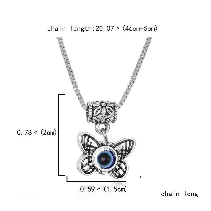 Pendant Necklaces Turkish Evil Blue Eye Butterfly Turtle Owl Palm Necklace Women Men Pendant Clavicle Chain Choker Jewelry D Dhgarden Dhctl