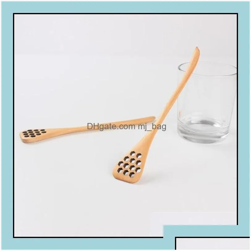 spoons natural wood honey spoon high quality carved honeycomb pattern longhandled coffee milk tea stir bar kitchen dining utensils d