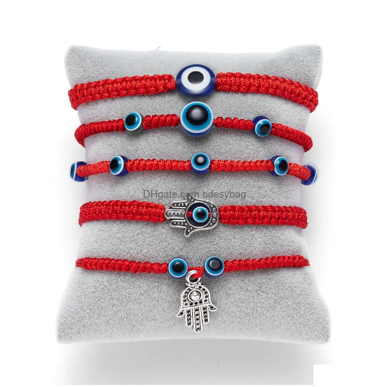 Charm Bracelets Blue Evil Eye Charm Braided Rope Chains Bracelets For Women Men Turtle Elephant Hamsa Hand Red String Bangle Fashion J Dh4Yr