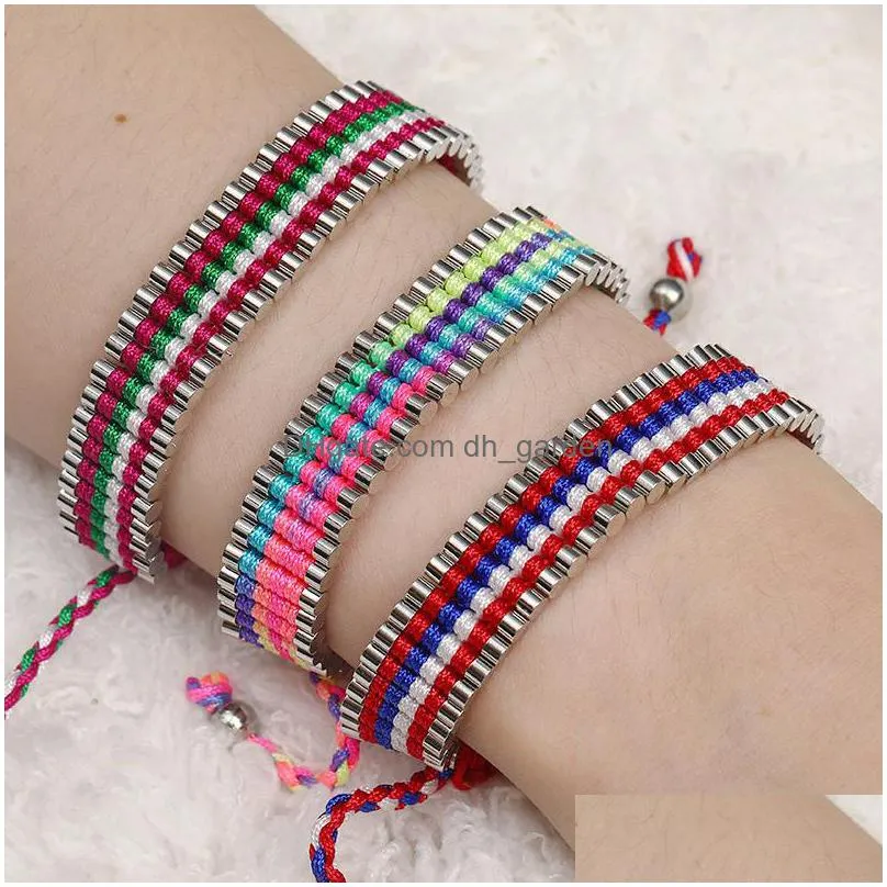 2020 new arrival colorful woven bracelets multilayer friendship rope charm bracelets for women girls jewelry wholesalez