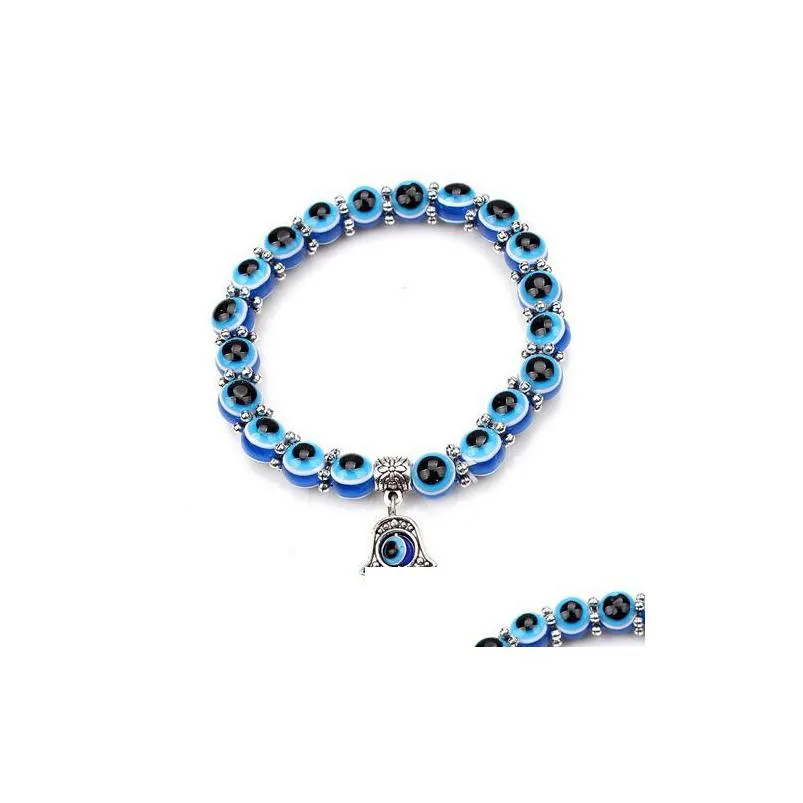 Beaded 10Pcs/Lot Fashion Blue Evil Eye Bracelets Lucky Charms Bangle Jewelry Diy For Drop Delivery Jewelry Bracelets Dhgarden Dhk2T