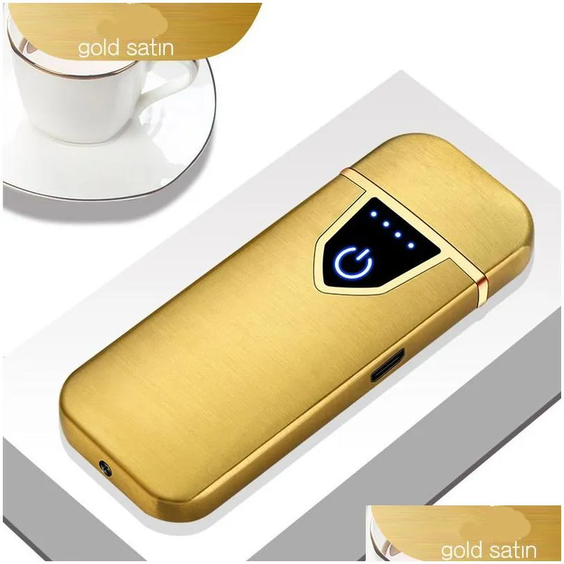 electric windproof lighters led screen touch sensor lighter usb rechargeable men gift lighter