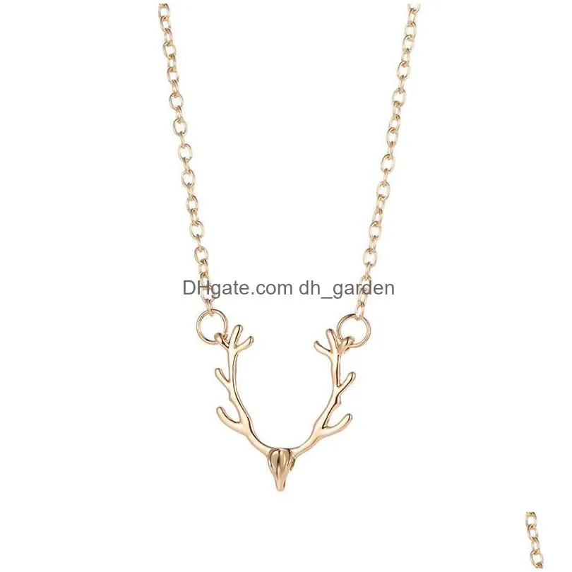 new arrival cute deer antler necklace 3 color elk reindeer pendant necklace for women girls small gift fashion jewelryz