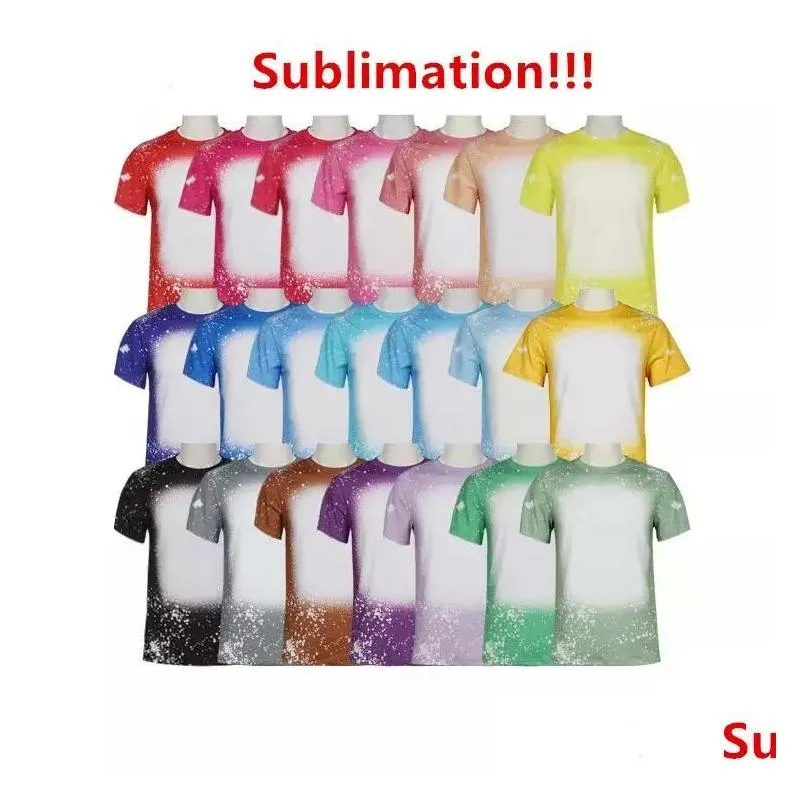  sublimation bleached shirts heat transfer blank bleach shirt bleached polyester t-shirts us men women party supplies