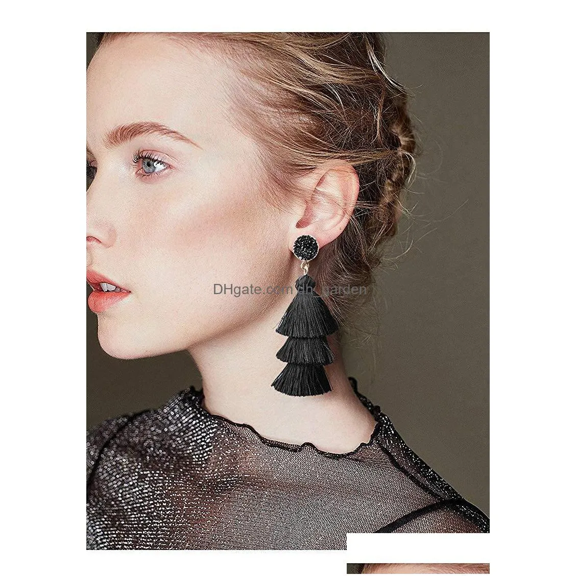 new arrival polyester filament dangle earring for women bohemian handmade tassel earrings colorful fashion jewelry gift wholesale