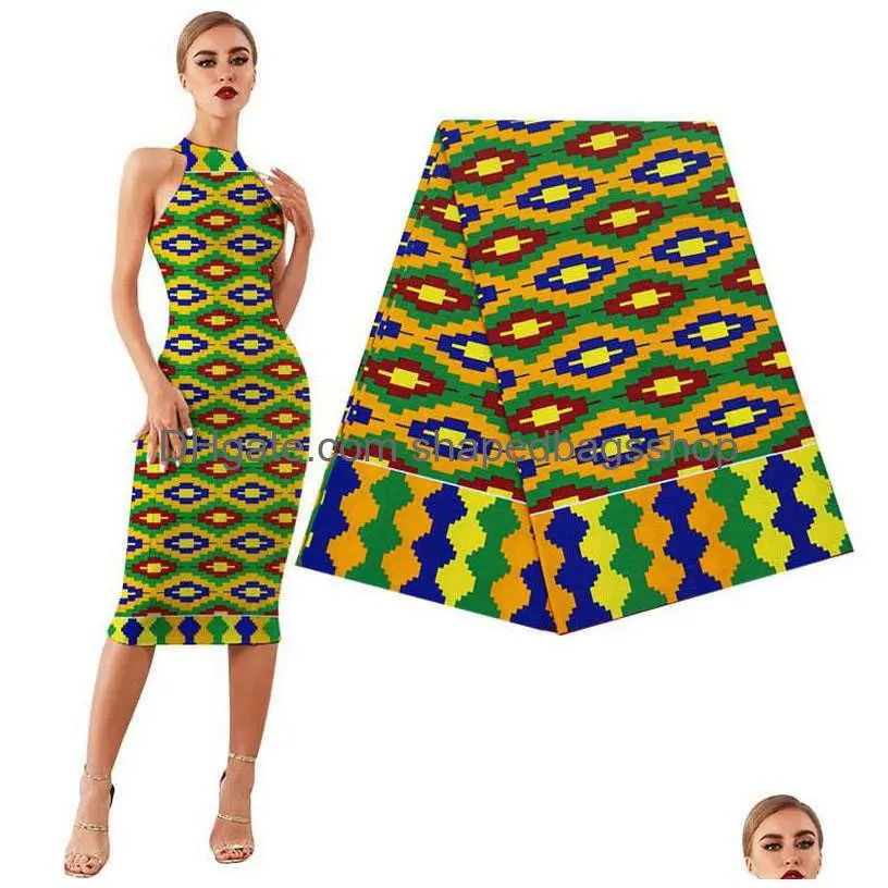 Fabric And Sewing Real Wax Ankara Prints Kente Fabric Sewing African Dress Tissu Work Making Craft Loincloth 100% Cotton Top Quality M Dhazw