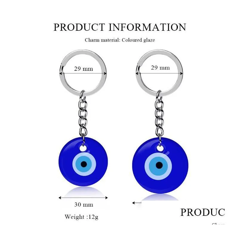 Key Rings Turkish Blue Evil Eye Key Rings Keychain Charms Pendants Crafting Glass With Keyring Hanging Ornament Jewelry Acce Dhgarden Dh3Qj