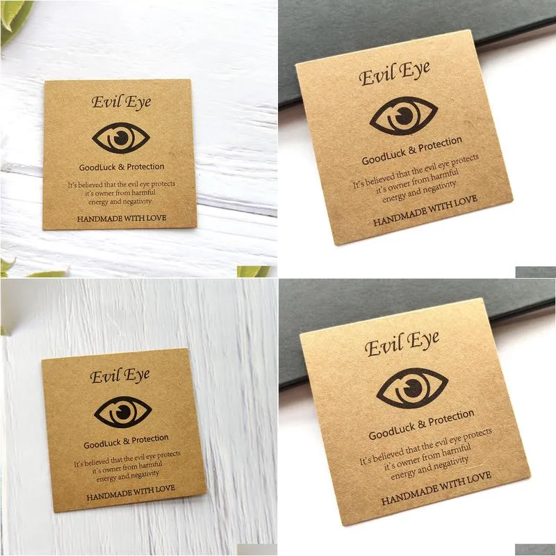 Tags, Price Tags, Card 100Pcs Handmade The Evil Eye Design Packaging Card Paper Good Luck Protection Friendship Bracelet Jew Dhgarden Dhqic