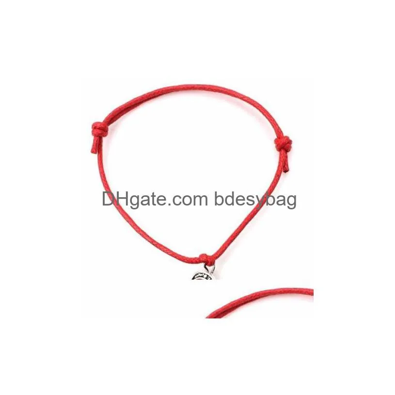 Charm Bracelets 20Pcs/Lot Lucky String Evil Eye Red Wax Cord Adjustable Bracelet Diy Jewelry New Drop Delivery Jewelry Bracelets Dhvfo