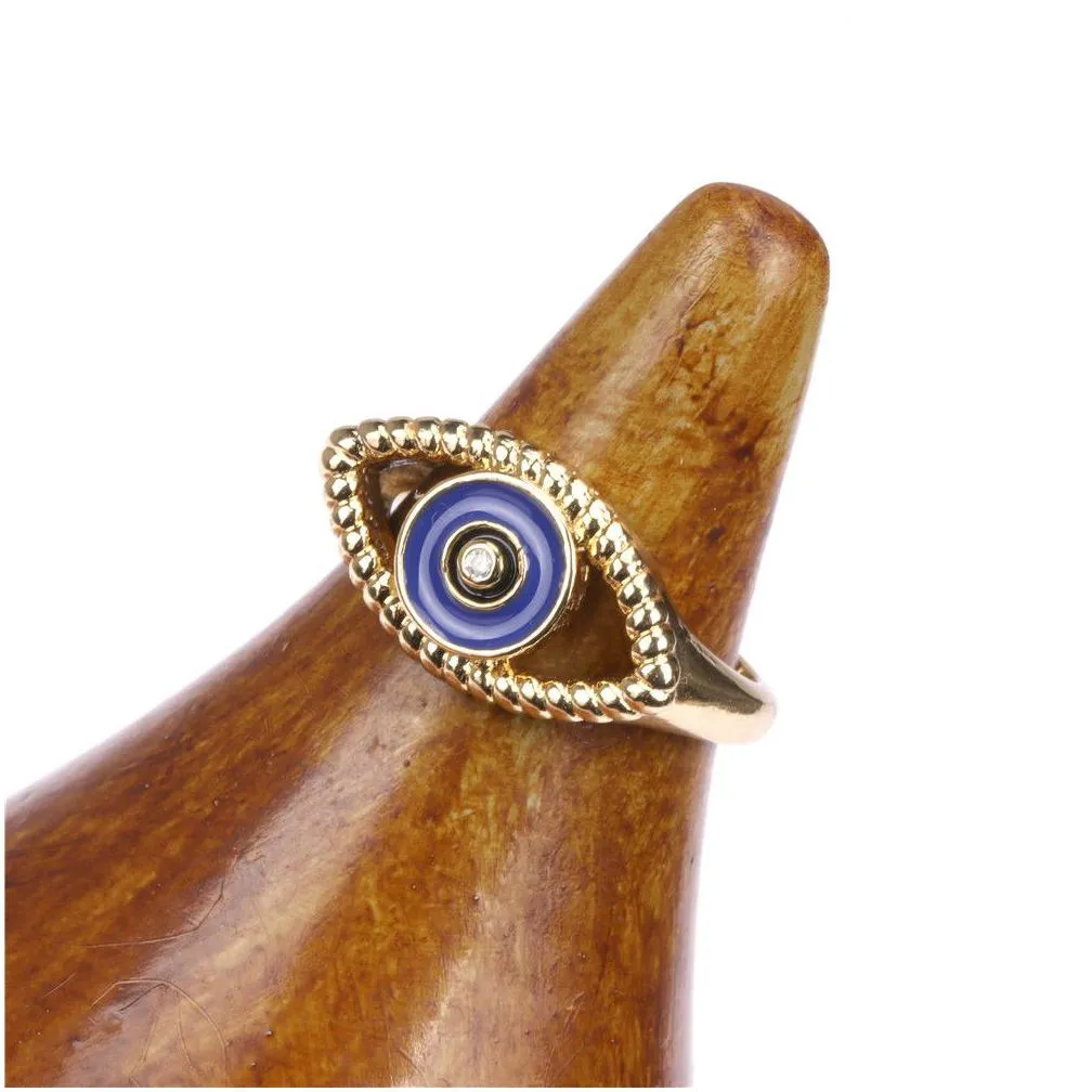 Band Rings 2021 Gold Twisted Chunky Rings For Women Vintage Boho Crystal Evil Eye Female Threads Yin Yang Ring Minimalist Je Dhgarden Dhtep