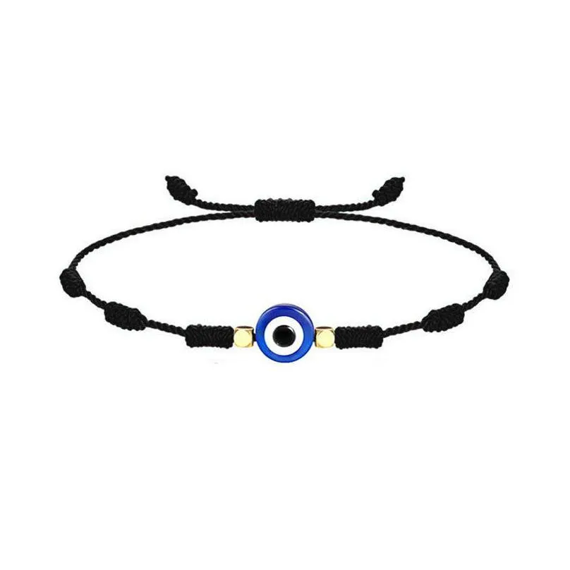 Charm Bracelets Simple Handmade Braided Lucky Red String Charm Bracelet Women Men Turkish Blue Evil Eye Beads Bracelets Tren Dhgarden Dhein