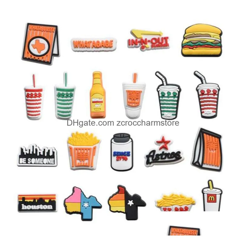 fast delivery food drink shoe charms pvc shoecharms buckle fashion accessories soft rubber charm for croc shoes