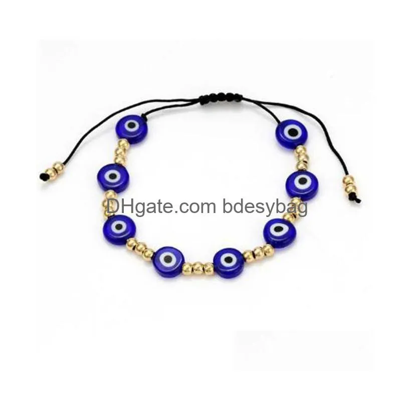 Charm Bracelets Lucky Eye Glass Beaded Bracelet Colorf Evil Charm Gold Sier Color Chain For Women Female Jewelry Drop Delivery Jewelry Dheia