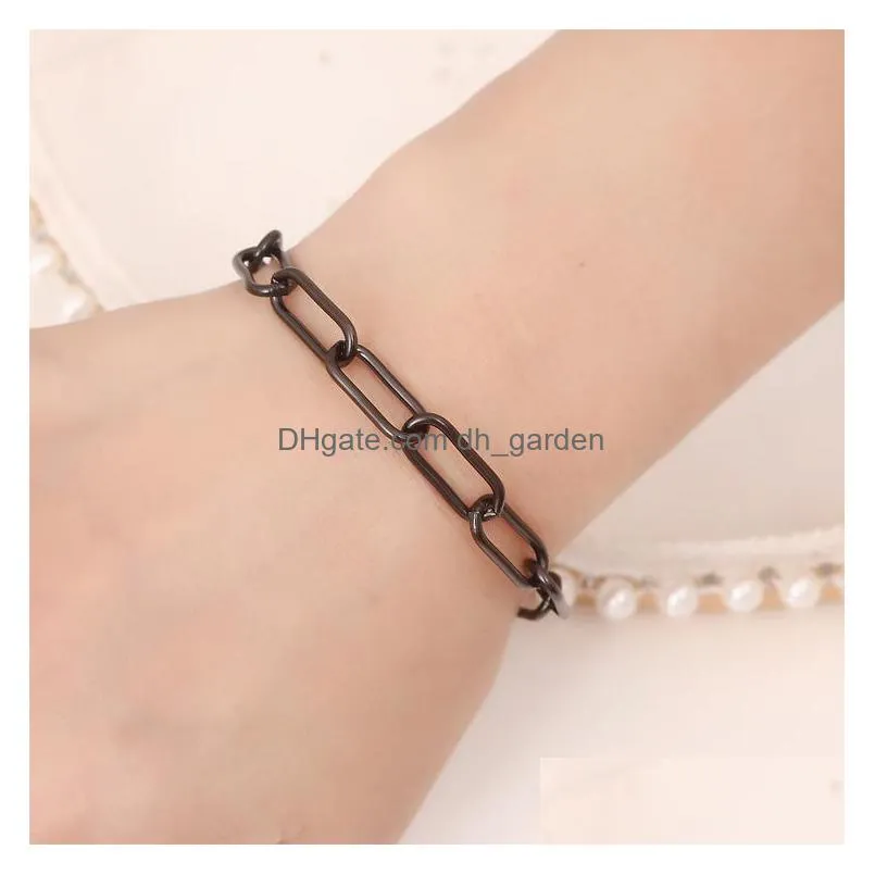 bracelet for women men paper clip link chain trendy stainless steel bracelets wrist bracelets fashion couple jewelry