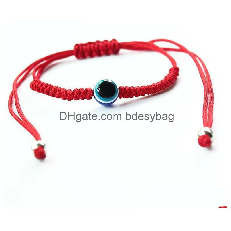 Charm Bracelets 20Pcs/Lot Lucky Red String Thread Rope Bracelet Blue Turkish Evil Eye Charm Little Girls Kids Children Braided Drop De Dhr3A