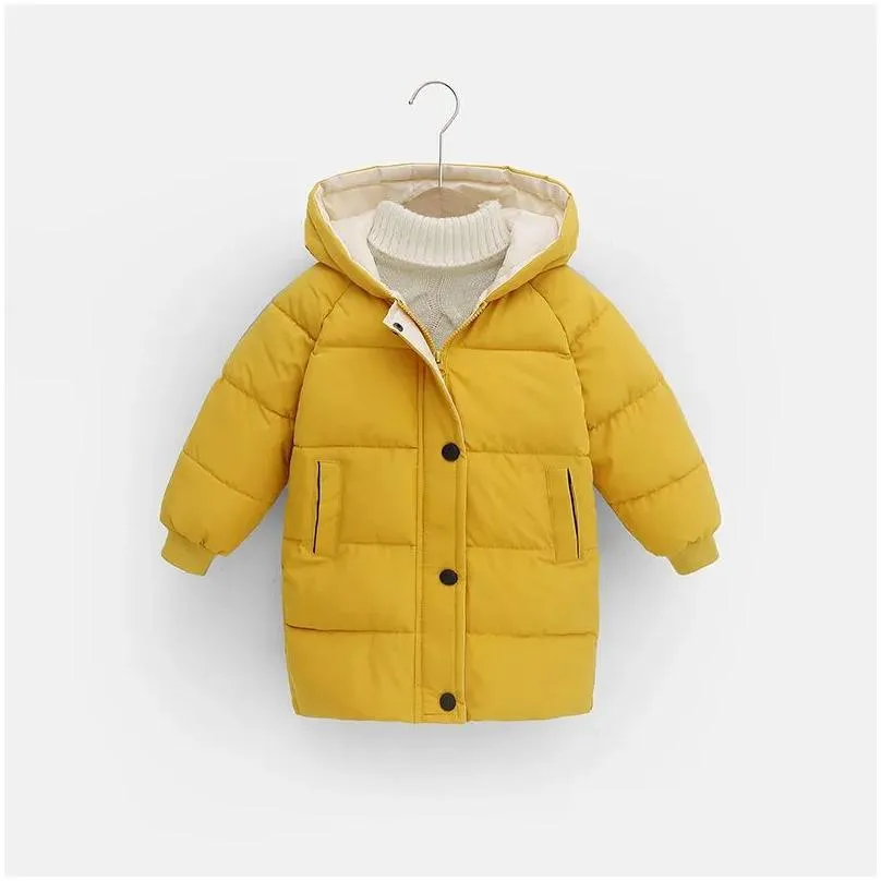  fashion winter kids coats children boys jackets fashion thick long coat girls hooded outerwear snowsuit 2-8y children clothes
