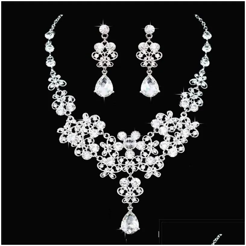 headpieces bling set crowns necklace earrings alloy crystal sequined bridal jewelry accessories wedding tiaras headpieces suit drop