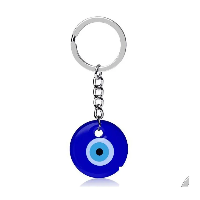 Key Rings Turkish Blue Evil Eye Key Rings Keychain Charms Pendants Crafting Glass With Keyring Hanging Ornament Jewelry Acce Dhgarden Dh3Qj