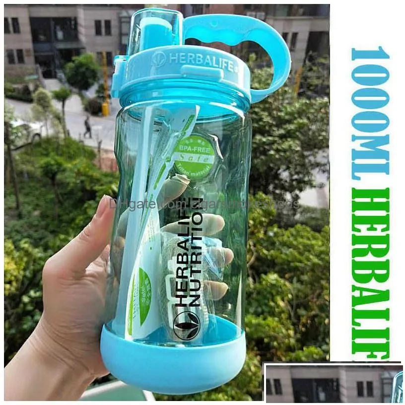 water bottles mti color 1000ml bpa gray rose red portable herbalife nutrition plastic sports hiking fitness st water bottle drop deliv