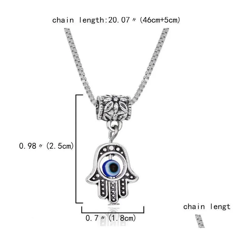 Pendant Necklaces Turkish Evil Blue Eye Butterfly Turtle Owl Palm Necklace Women Men Pendant Clavicle Chain Choker Jewelry D Dhgarden Dhctl