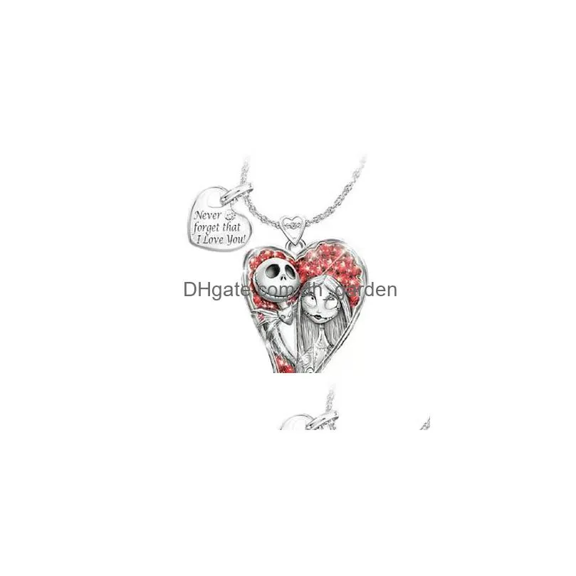 2021 cute woman necklaces jewelry gothic christmas night horror popular heartshaped diamond grimace doll necklace pendant