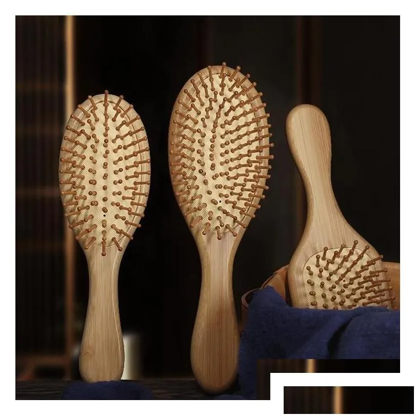 Hair Brushes Care Styling Tools Productswood Airbag Mas Carbonized Solid Wood Bamboo Cushion Antistatic Brush Comb Jlldbh Drop Deliv