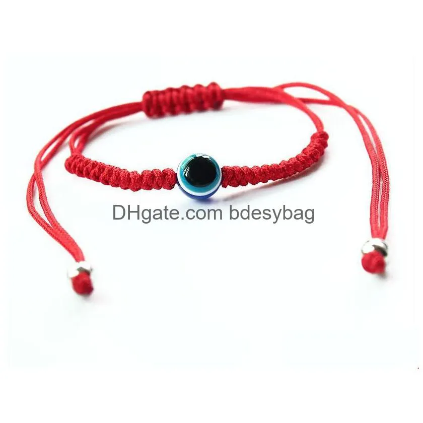 Charm Bracelets 20Pcs/Lot Lucky Red String Thread Rope Bracelet Blue Turkish Evil Eye Charm Little Girls Kids Children Braided Drop De Dhr3A