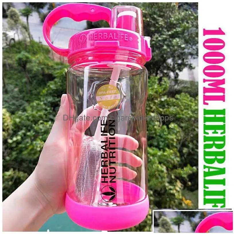 water bottles mti color 1000ml bpa gray rose red portable herbalife nutrition plastic sports hiking fitness st water bottle drop deliv