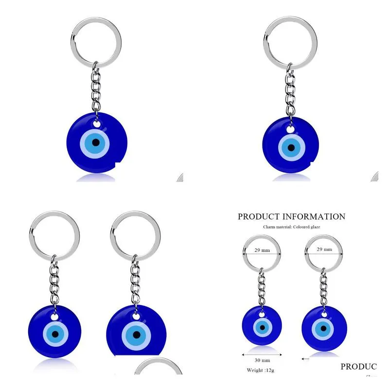 Key Rings Turkish Blue Evil Eye Key Rings Keychain Charms Pendants Crafting Glass With Keyring Hanging Ornament Jewelry Acce Dhgarden Dh3Qj