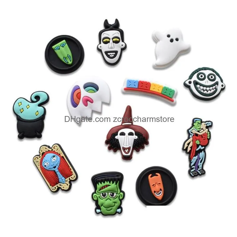 fast timeliness black cute cartoon pvc shoe charms shoes buckles action figure fit bracelets croc jibz shoes accessories wristband boys