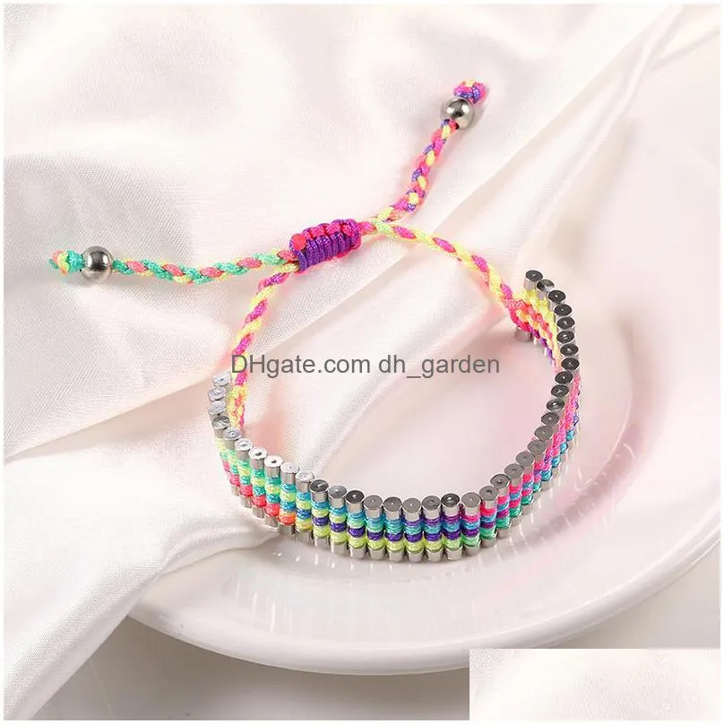 2020 new arrival colorful woven bracelets multilayer friendship rope charm bracelets for women girls jewelry wholesalez