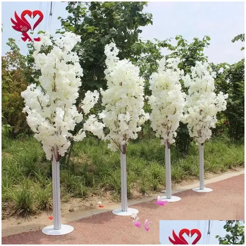 wedding flowers decoration 5ft tall 10 piece/lot slik artificial cherry blossom tree roman column road leads for wedding party mall opened